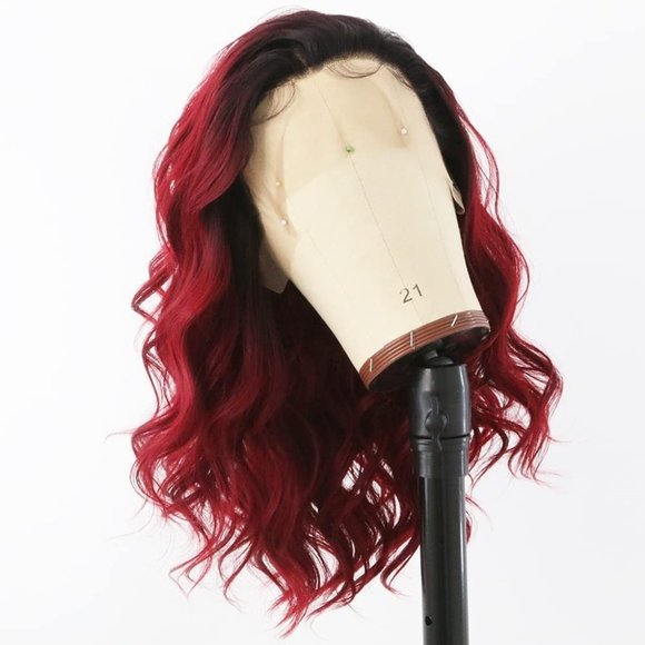 Short Bob Ombre Red Lace Front Hair Wig